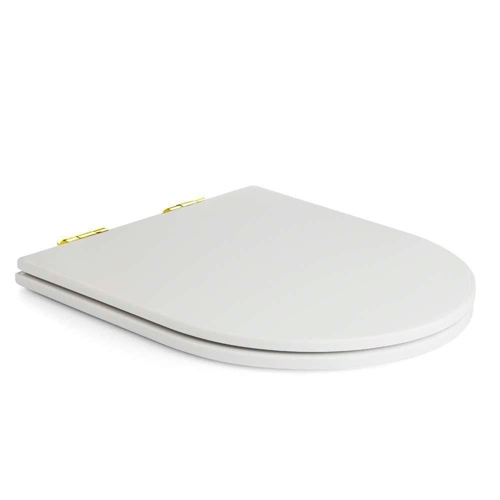 Assento Poliester Soft Close Link Lk Branco Para Vaso Deca Com Ferragem Dourada