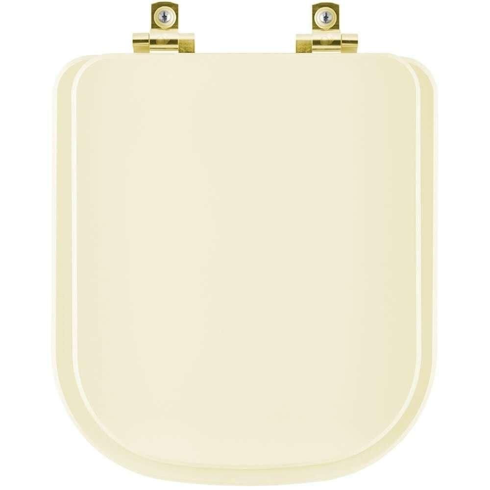 Assento Sanitário Soft Close Misti Palha Para Vaso Icasa Com Ferragem Dourada