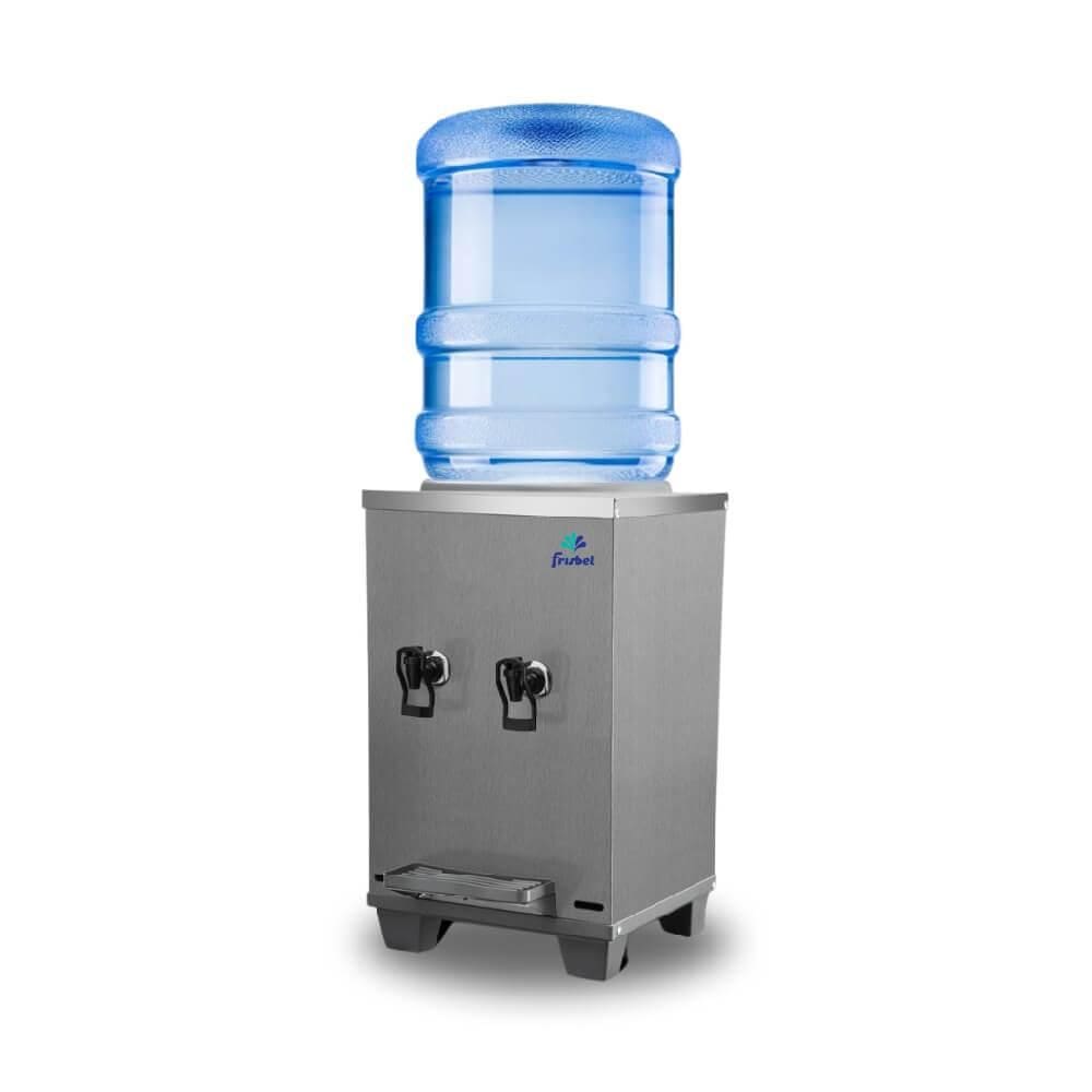 Bebedouro Industrial de Mesa Galão Frisbel 10 Litros 2 Torneiras Geladas Inox Escovado - 220V