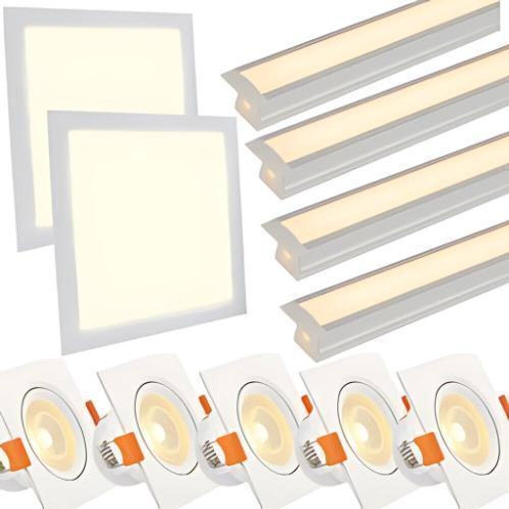 Kit Iluminação Completa Com Spot Plafon Perfil De Led
