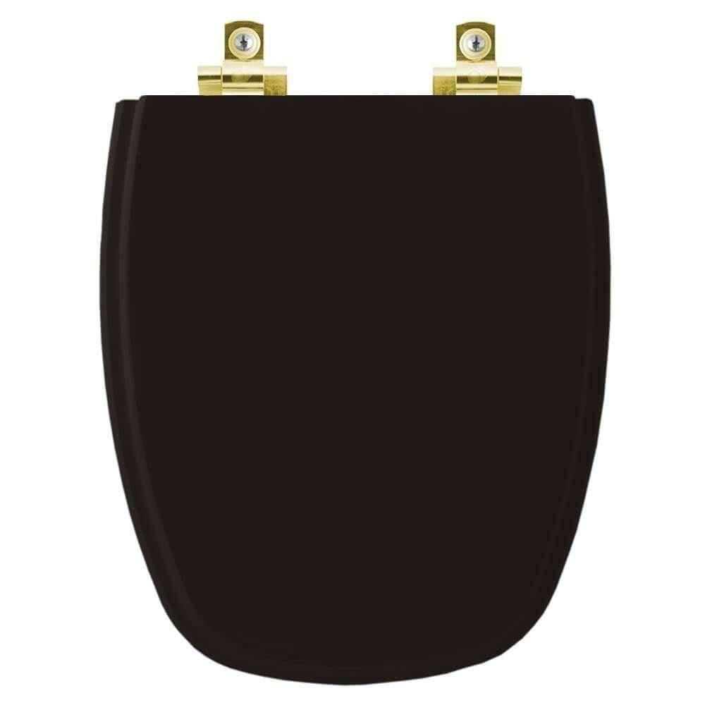Assento Sanitário Soft Close Monte Carlo ébano (preto) Para Vaso Deca Com Ferragem Dourada