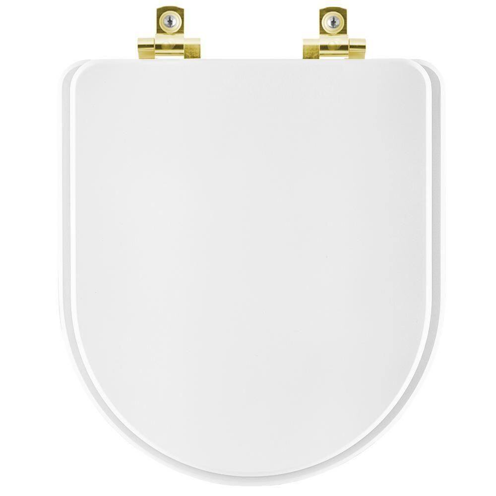 Assento Sanitário Com Amortecedor Meridian Branco Para Vaso Roca Com Ferragem Dourada
