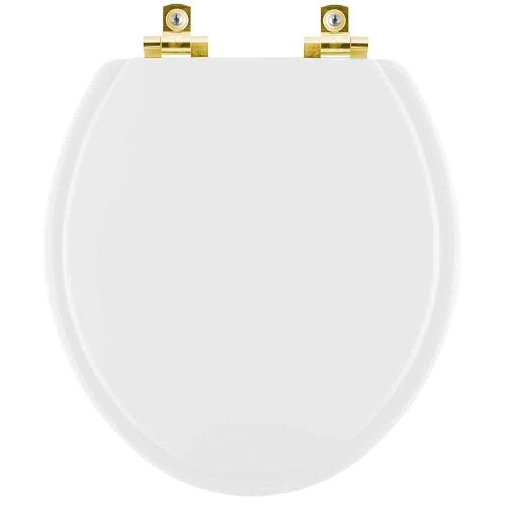 Assento Sanitário Soft Close Diamantina Branco Para Vaso Icasa Com Ferragem Dourada