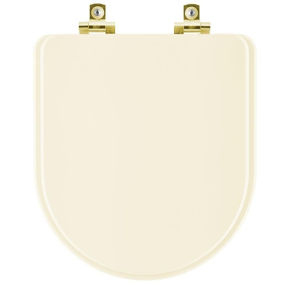 Assento Sanitário Soft Close Duna Creme Para Vaso Deca Com Ferragem Dourada