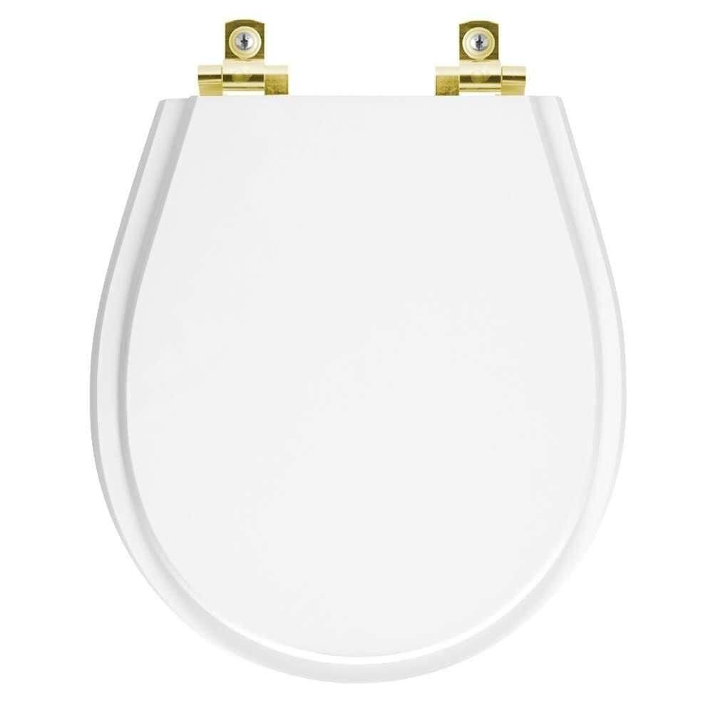 Assento Sanitário Soft Close Avalon Branco Para Vaso Ideal Standard Com Ferragem Dourada