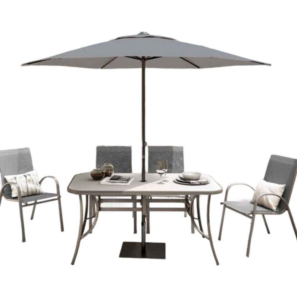 Conjunto Jardim Varanda Aco Cinza 4 Pessoas - Riviera