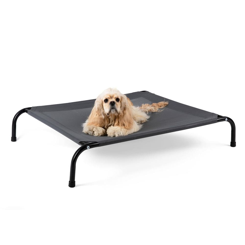 Cama elevada para cães SIEMOUR Cooling com piso antiderrapante cinza