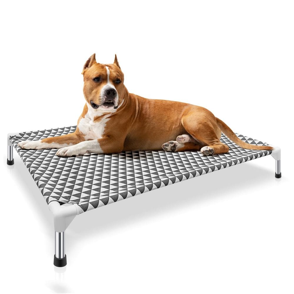 Cama para cães ao ar livre Kuntrust Elevated Raised Pet Cot Grey L
