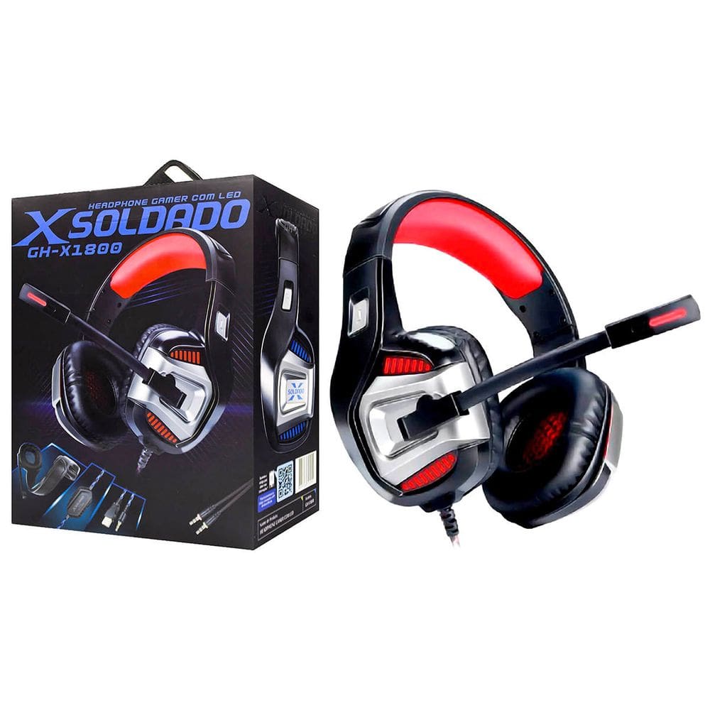 Headset Gamer Infokit Xsoldado Gh-X1800 7.1 Super Bass Mic E Led Rgb P/Ps4 Xbox Pc Celular