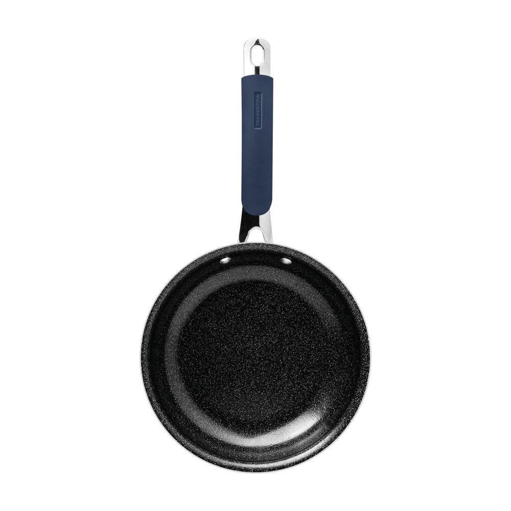 Frigideira Tramontina Romagna Em Alumínio Com Revestimento Interno Cerâmico E Externo Em Inox Polido Black Stone 25 Cm