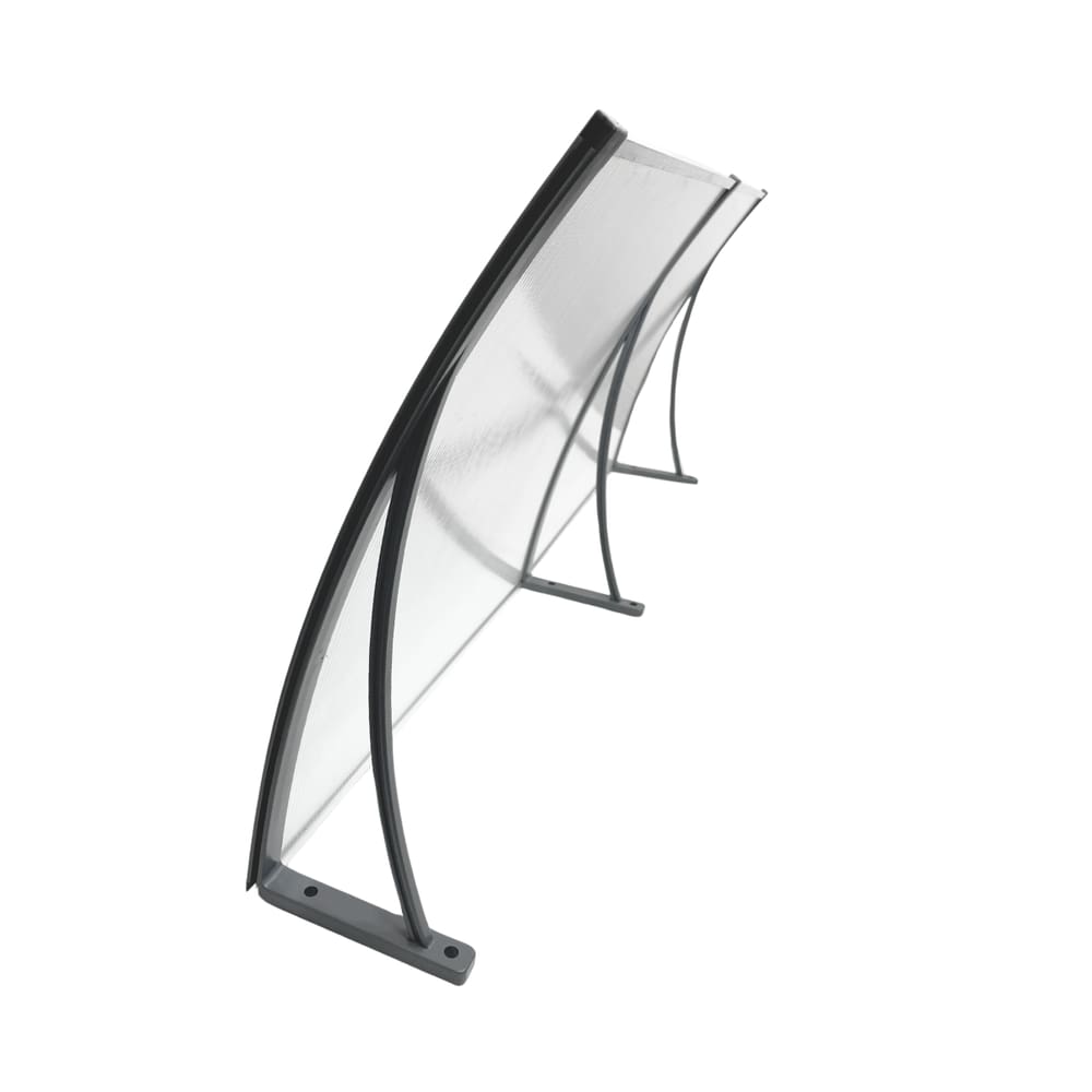 Toldo Policarbonato 1,80 X 0,50m Cinza e Translucido com Kit