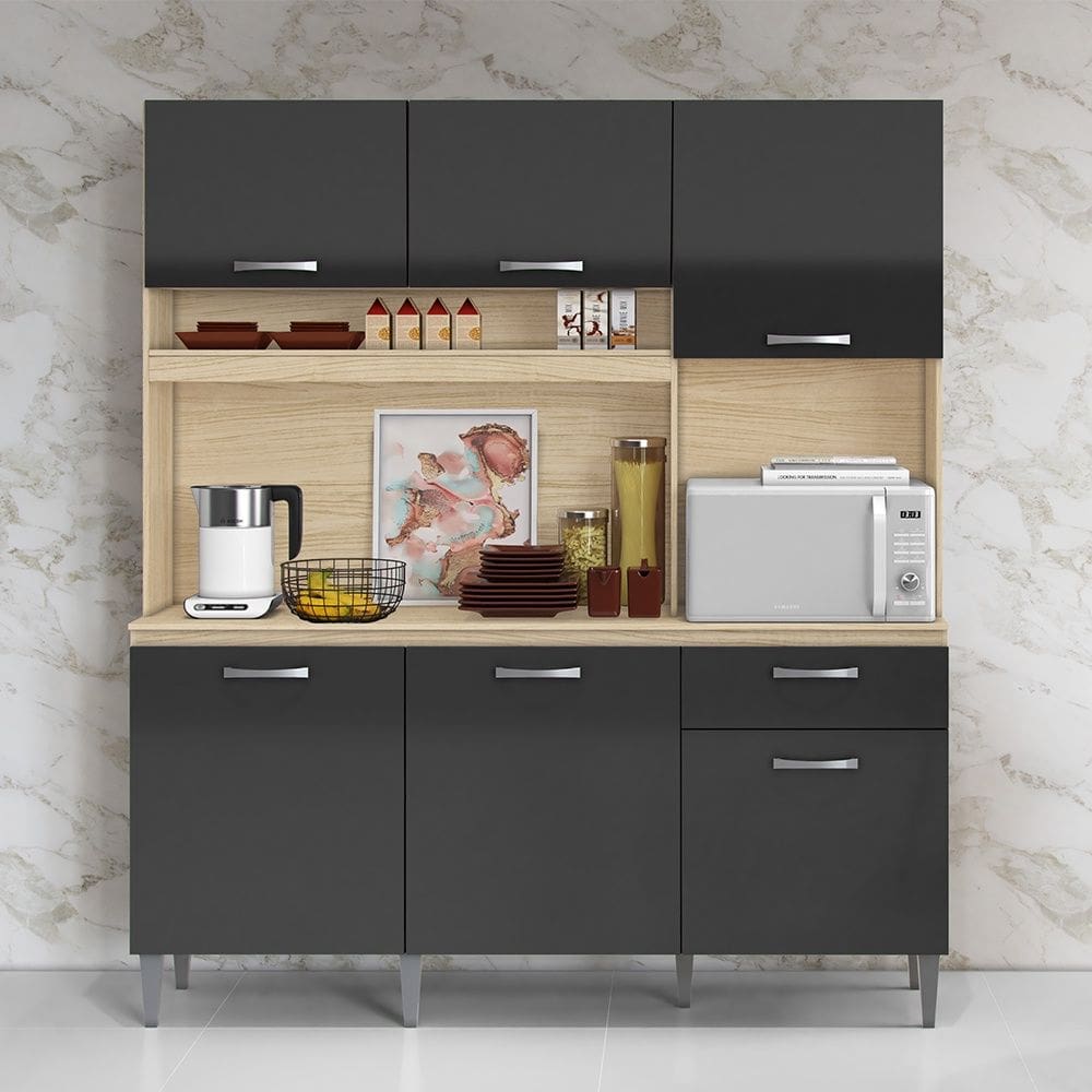 Cozinha Compacta Siena Avena Grafite Aramóveis