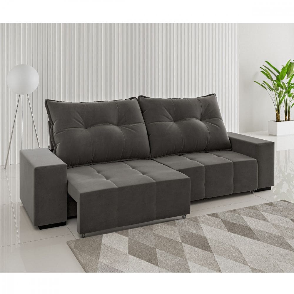 Sofá Retrátil Reclinável 3 Lugares 230cm Veludo Moscato Viero