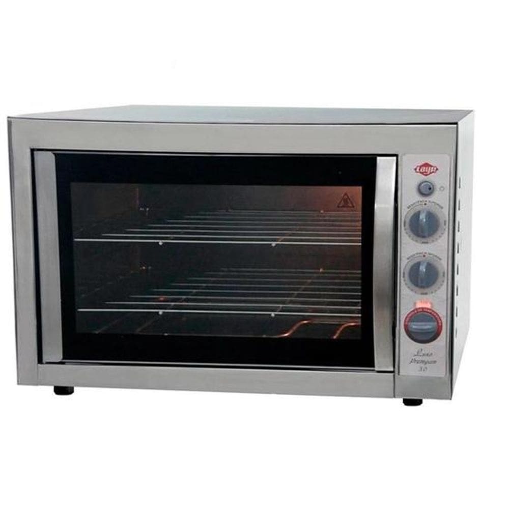 Forno Elétrico De Bancada Layr Luxo Premyum 65 litros, Com Puxadores Em Aço Inox, Visor Iluminado E Lâmpada Interna
