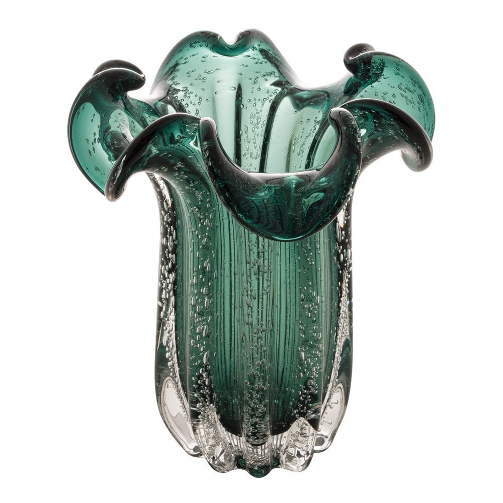 Vaso Decorativo de Vidro Murano Italy Verde Esmeralda 24x19cm Wolff