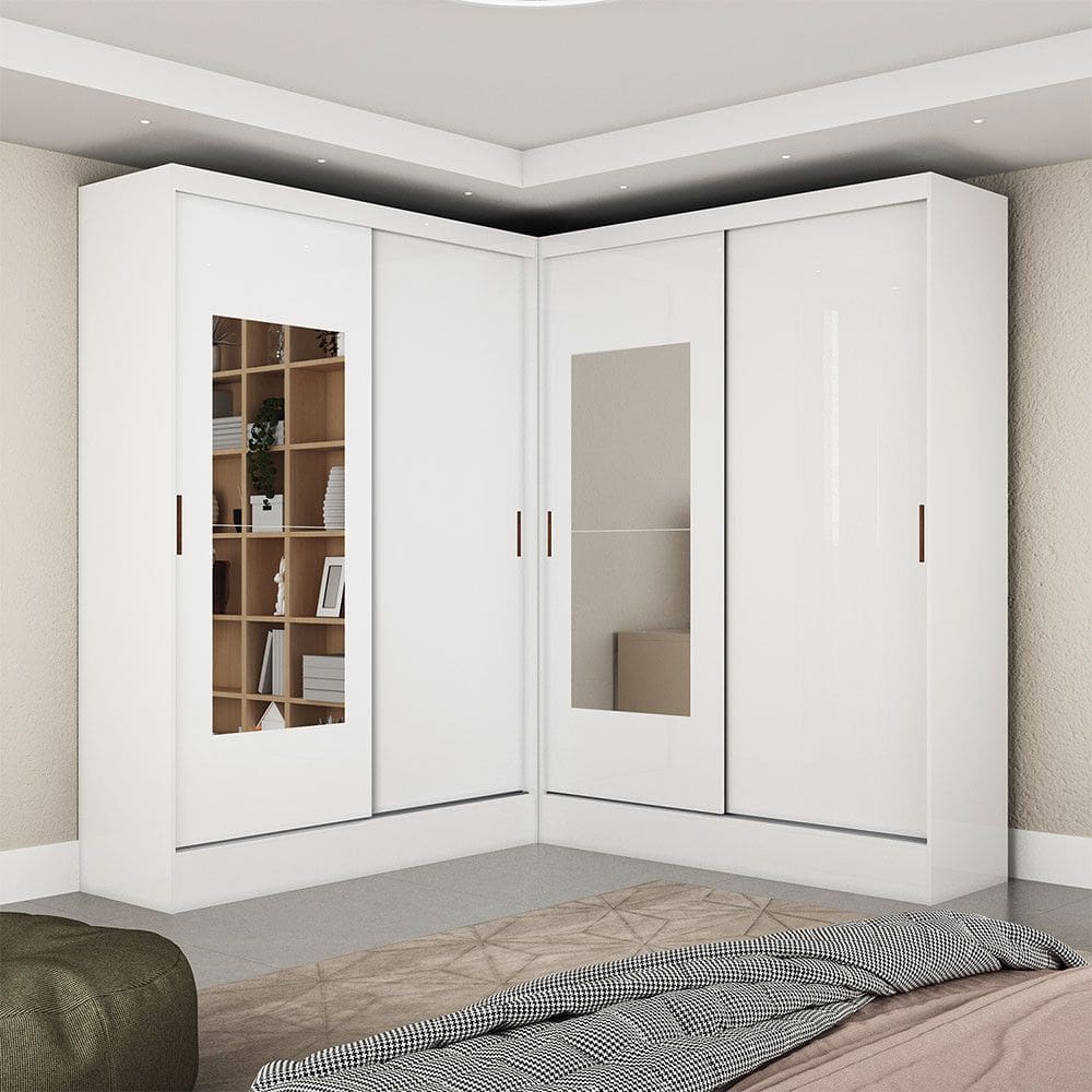 Closet Casal Duplo Belém 4 Portas com Espelho 4 Gavetas Carioca Móveis
