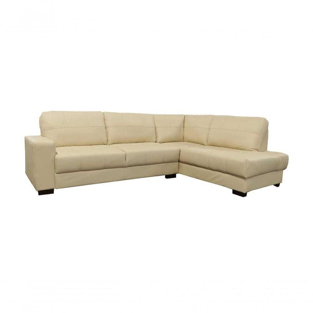 Sofá De Couro Canto Marrocos 3 Lugares Com Chaise Direita Manteiga Pigmentado - Mempra Design