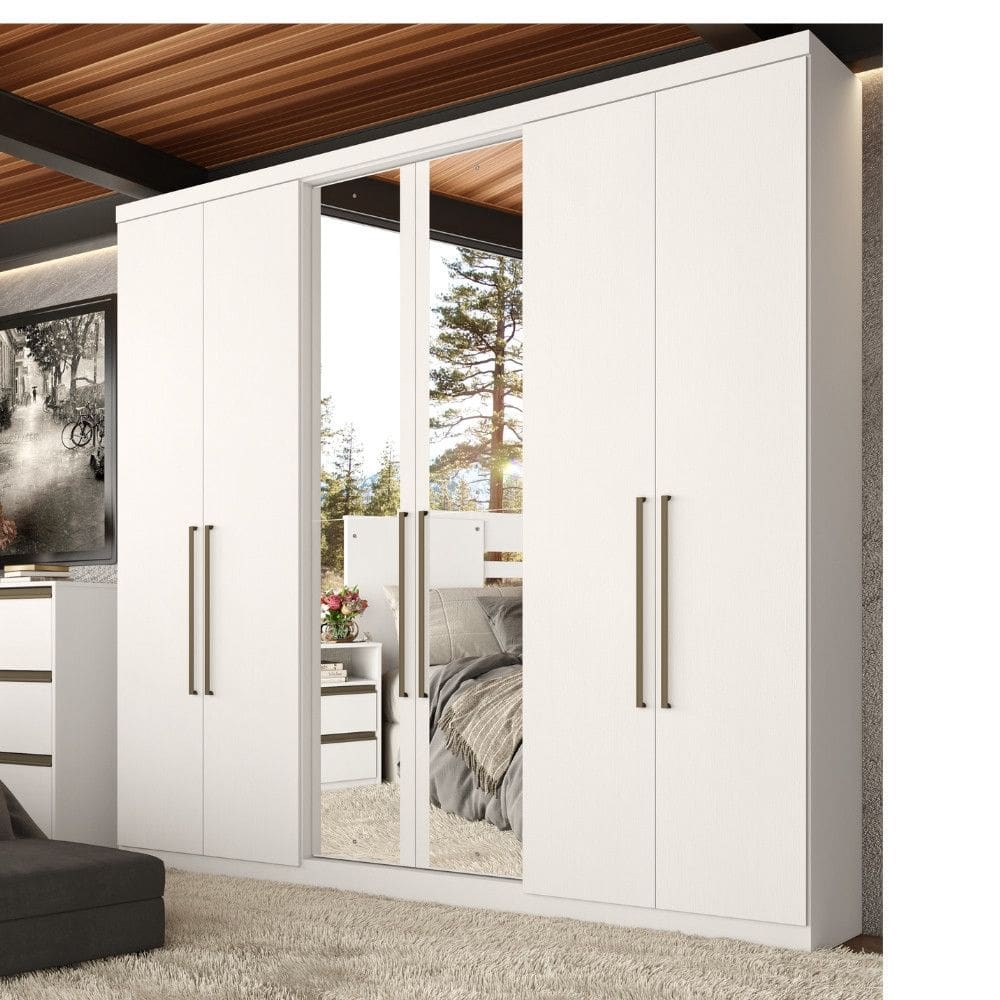 Guarda Roupa Casal com Espelho 6 Portas Presence Full Glass THB