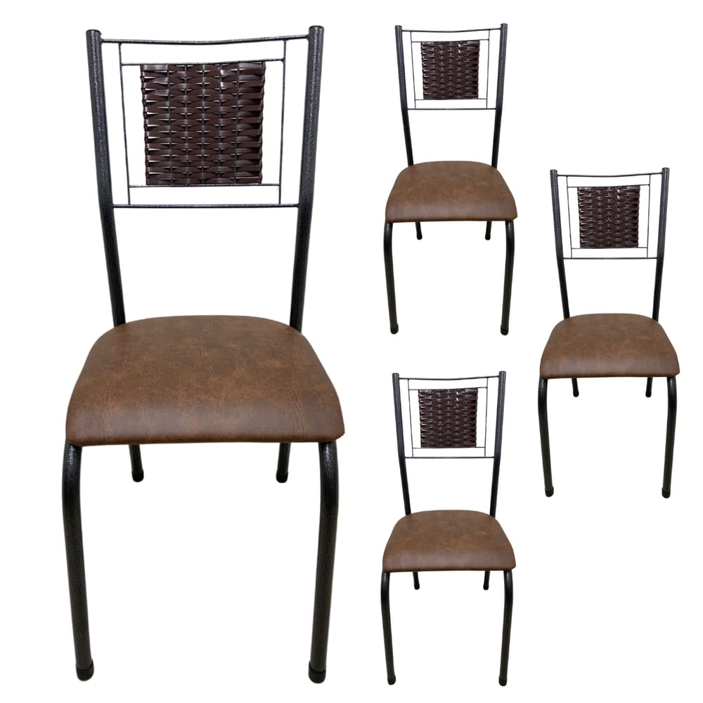 4 Cadeira Belize Preto Mesa Jantar Resistente Cozinha Sala Pequena Balcão