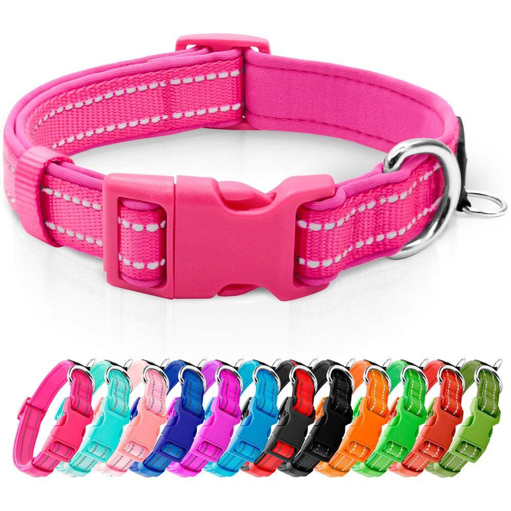 Coleira de neoprene refletiva azuza acolchoada para cães médios
