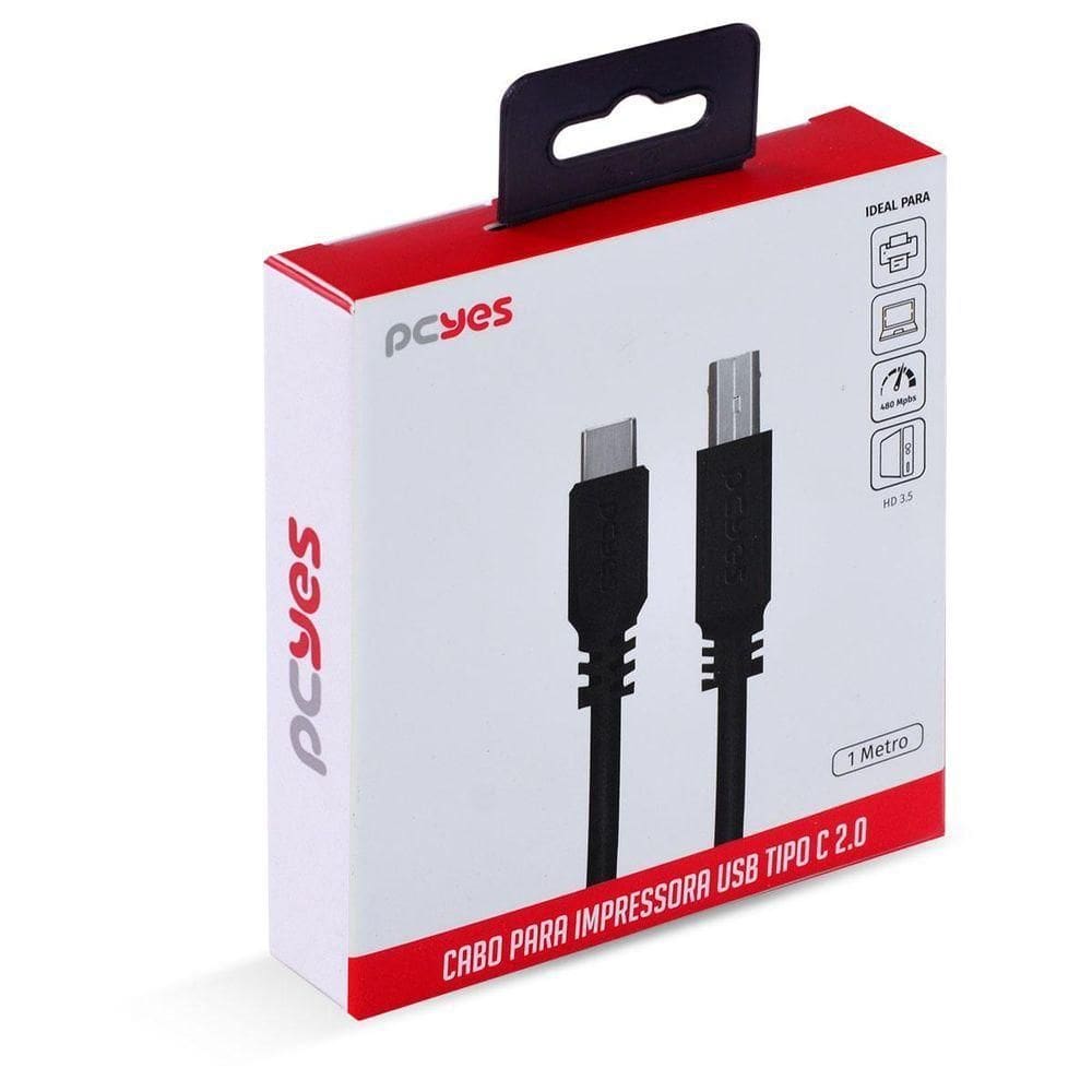 Cabo Usb Tipo C Para Usb B 1m Preto - Pucbp-1