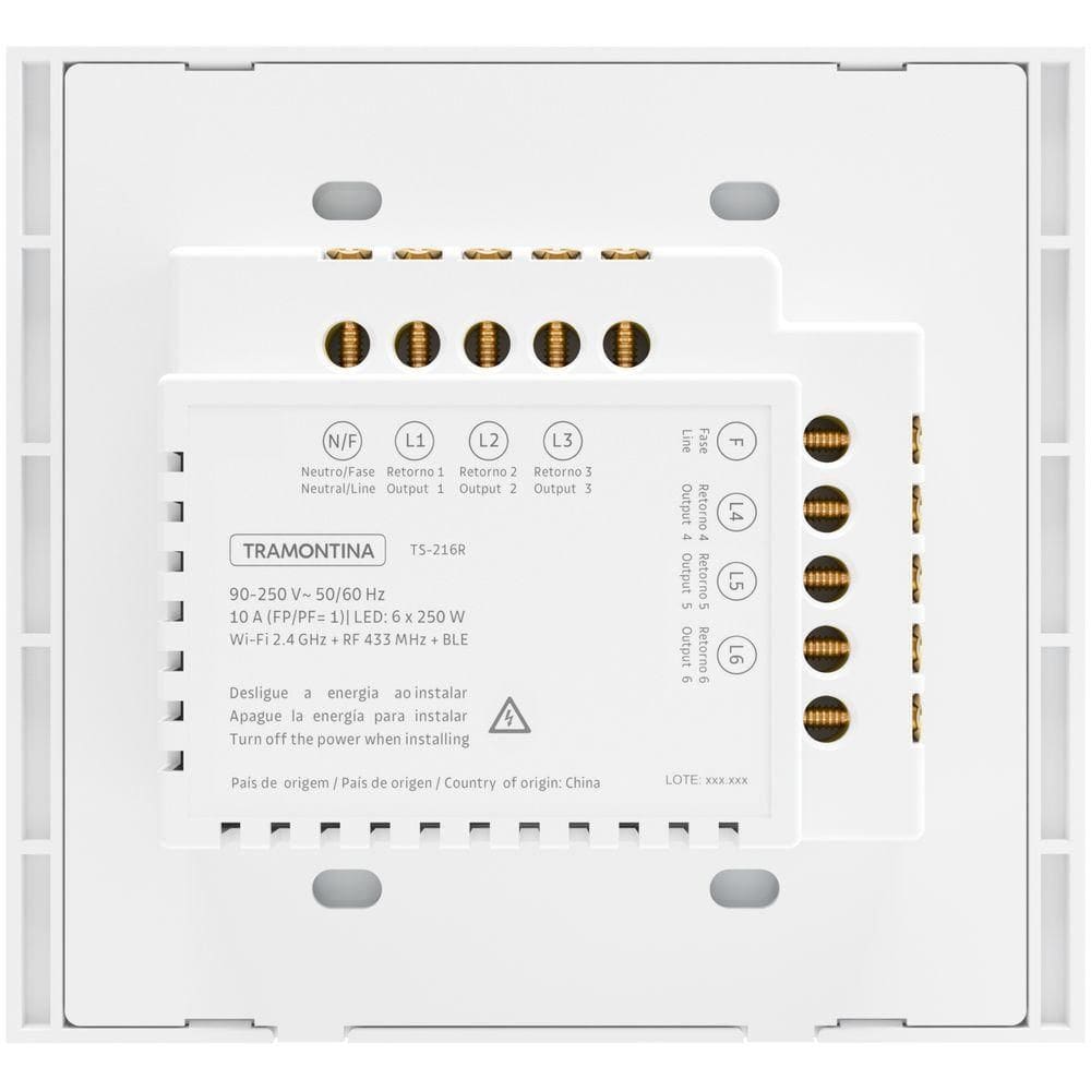 Interruptor Touch Smart 4x4 Tramontina Branco Com 6 Canais