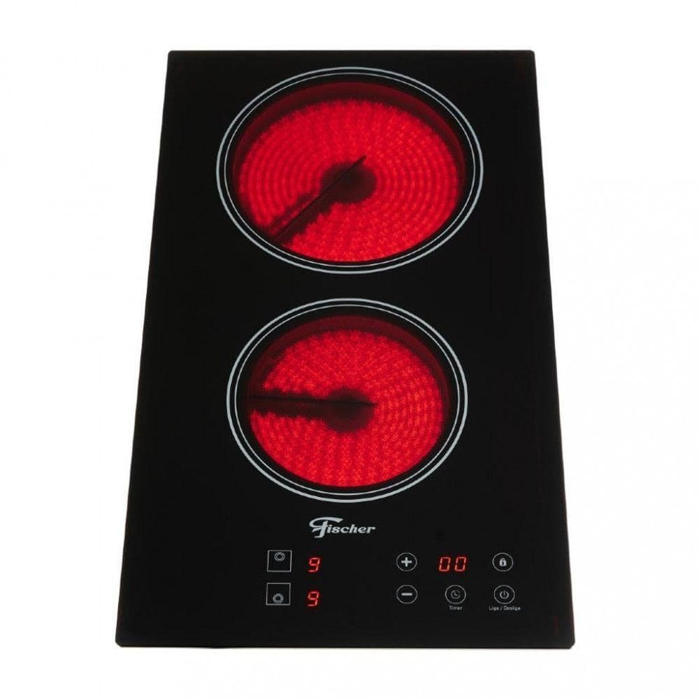 Cooktop Elétrico 2 Bocas Mesa Vitrocerâmica Touch Fischer Preto 220V