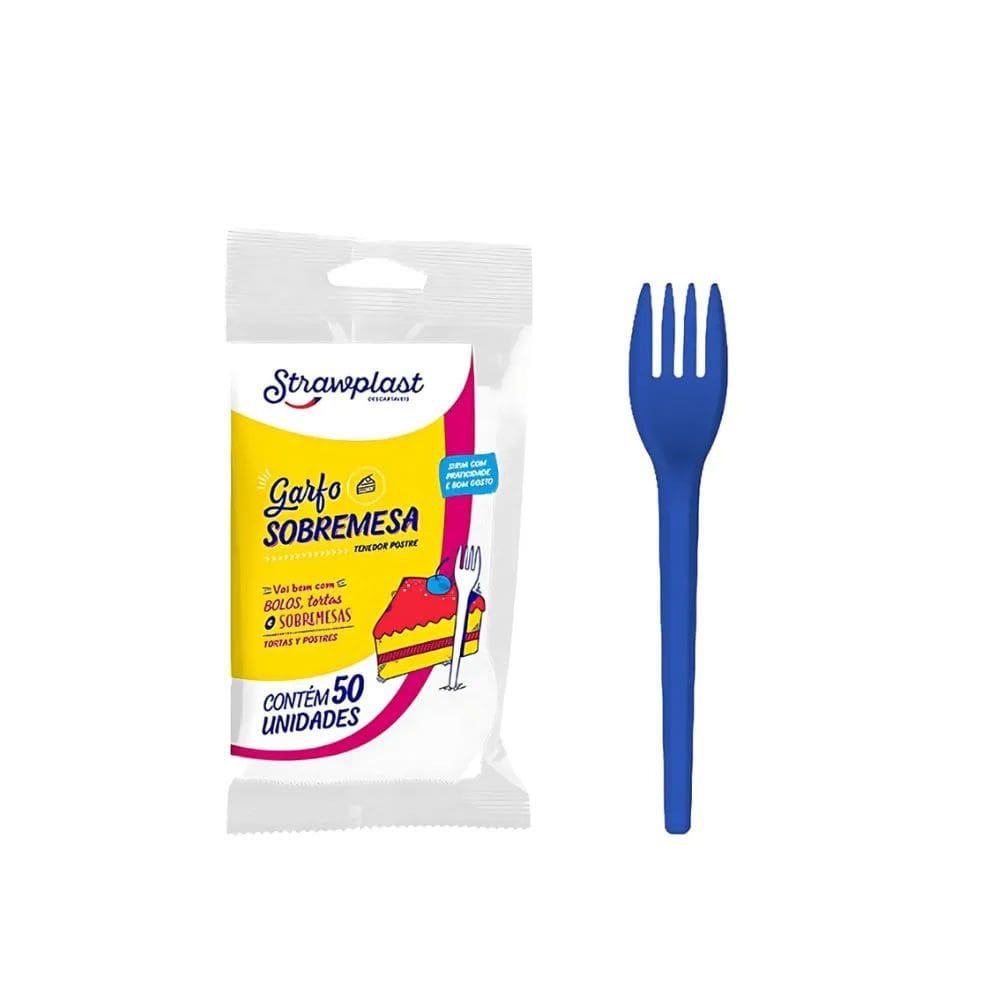 Garfo Sobremesa Rosa c/50 - Strawplast