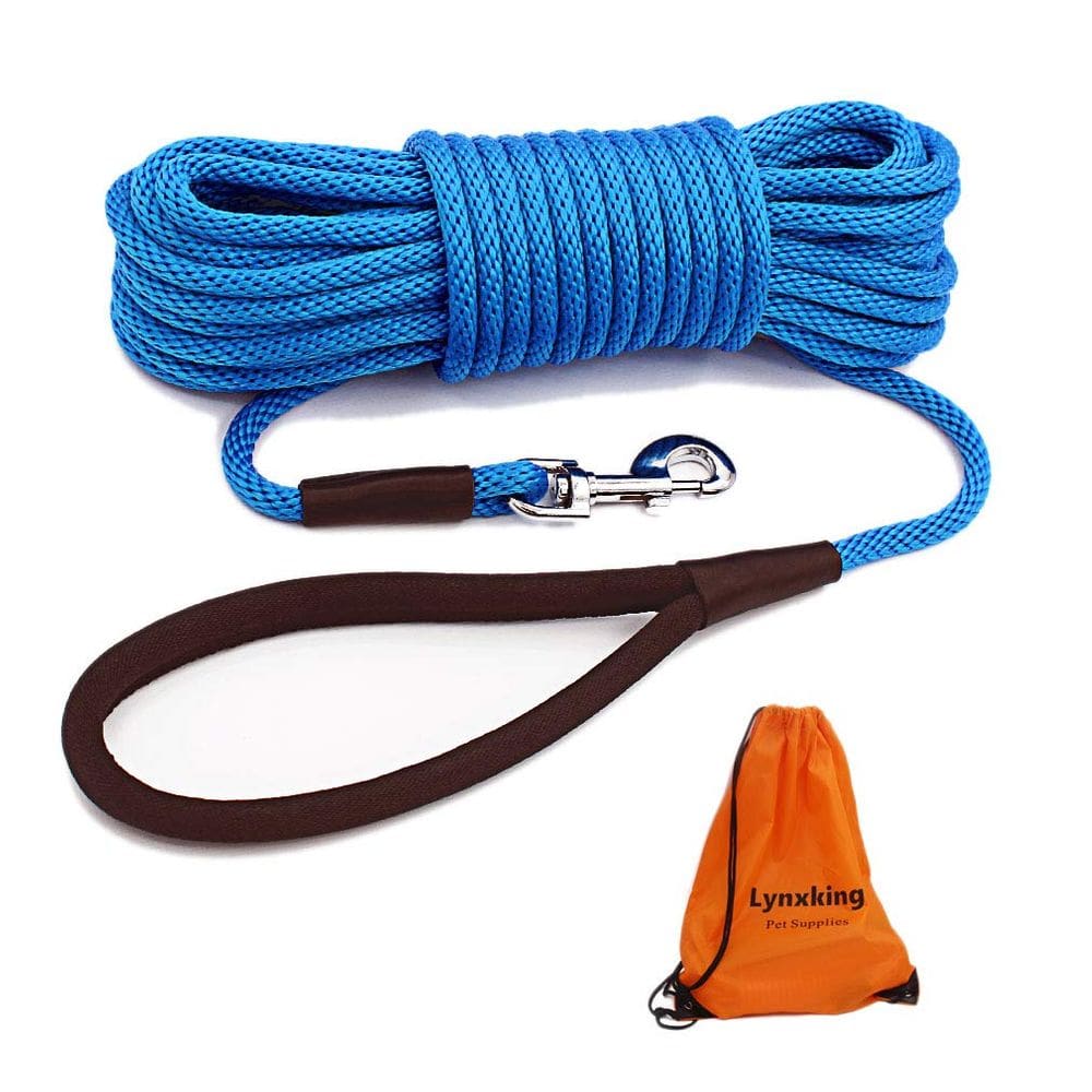 Dog Leash Lynxking Check Cord Long Training 15 m para Dog Blue