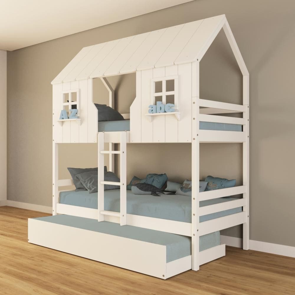 Treliche Casinha Encantada Madeira Maciça Branco Housin