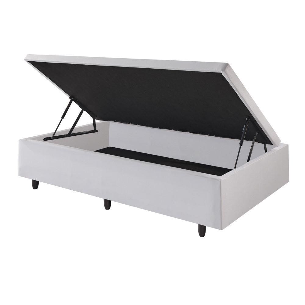 Base Box Baú Solteirão 96x203 Courino Linho Branco