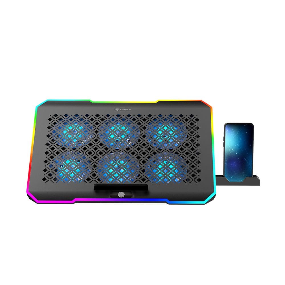 Base para Notebook C3Tech NBC-550BK Gamer Até 17,3\", Cooler, USB, LED RGB