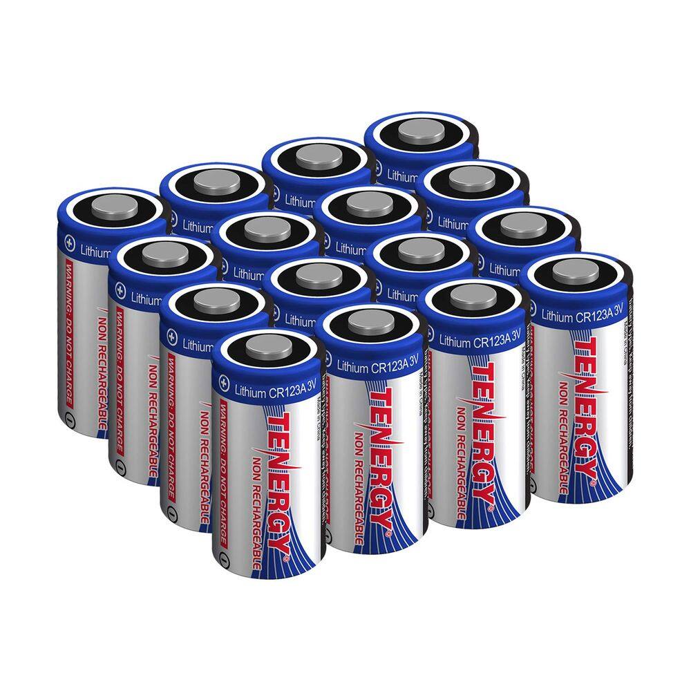Bateria Tenergy CR123A de lítio 1500mAh 3V, pacote com 16