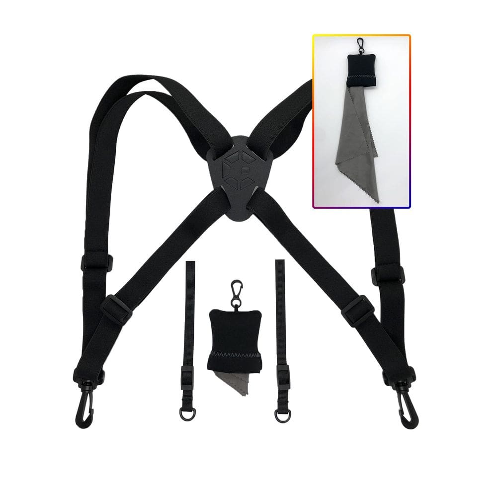 Arnês binocular GAIARENA com alça ajustável para caça preta