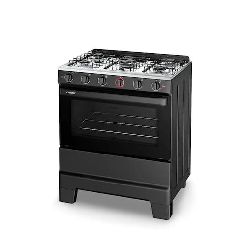 imagem-Fogão 5 Bocas Esmaltec F5iab5121 Ideal Super Mesa em Aço Inox Acendimento Automático Preto Bivolt