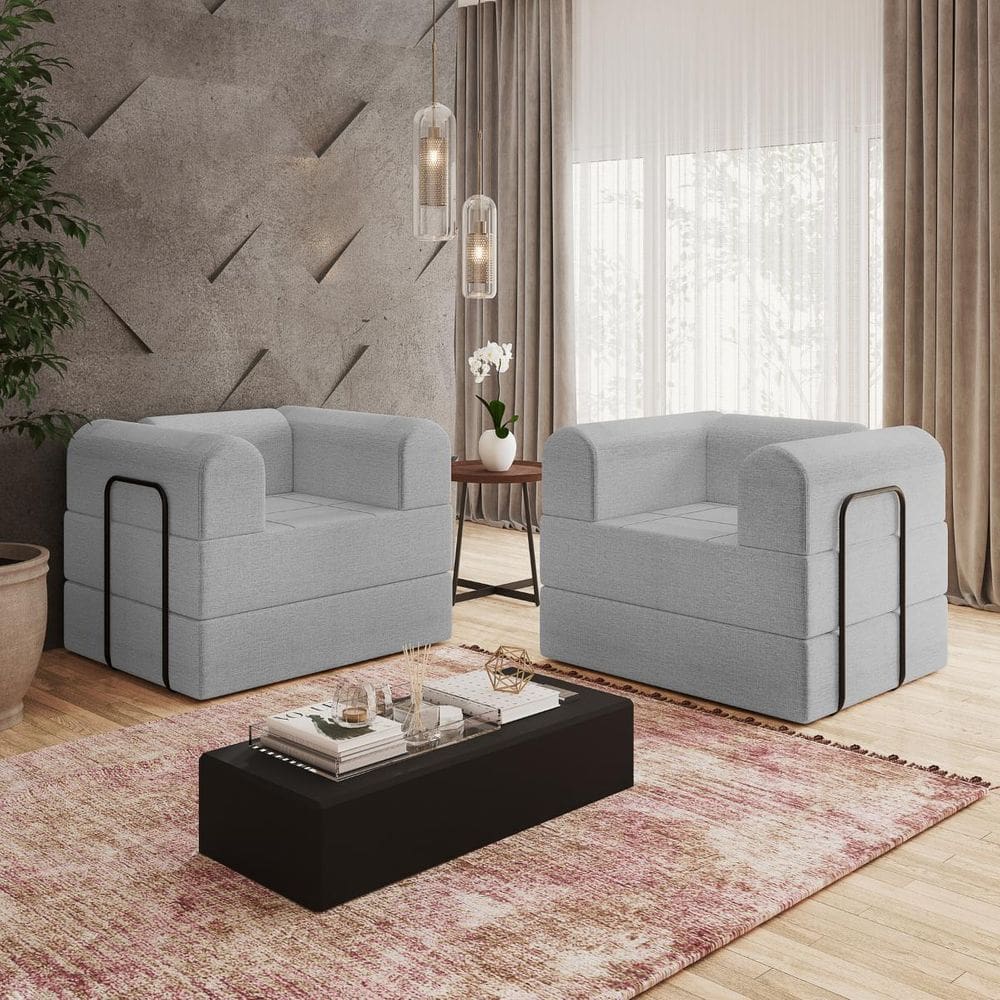 Kit Duas Poltronas Monaco Decorativa Escritorio Sala de Espera Cinza