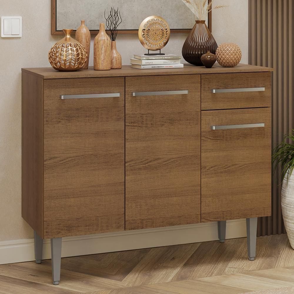 Buffet Aparador 105cm 3 Portas E 1 GavetaRustic Madesa