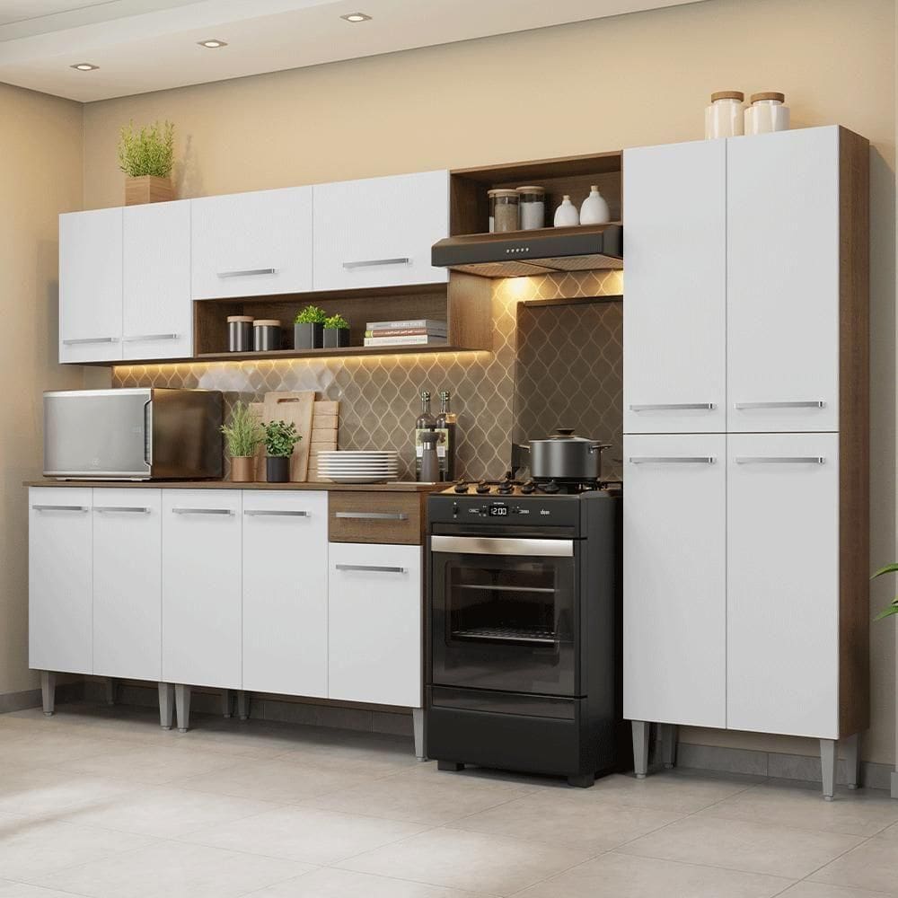 Armário De Cozinha Completa 293cm RusticEmilly Madesa 01