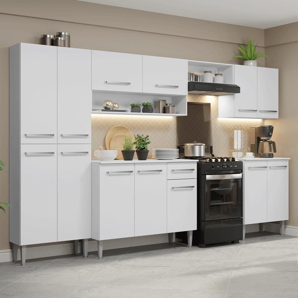 Armário De Cozinha Completa 293cm Emilly Madesa 02 Branco