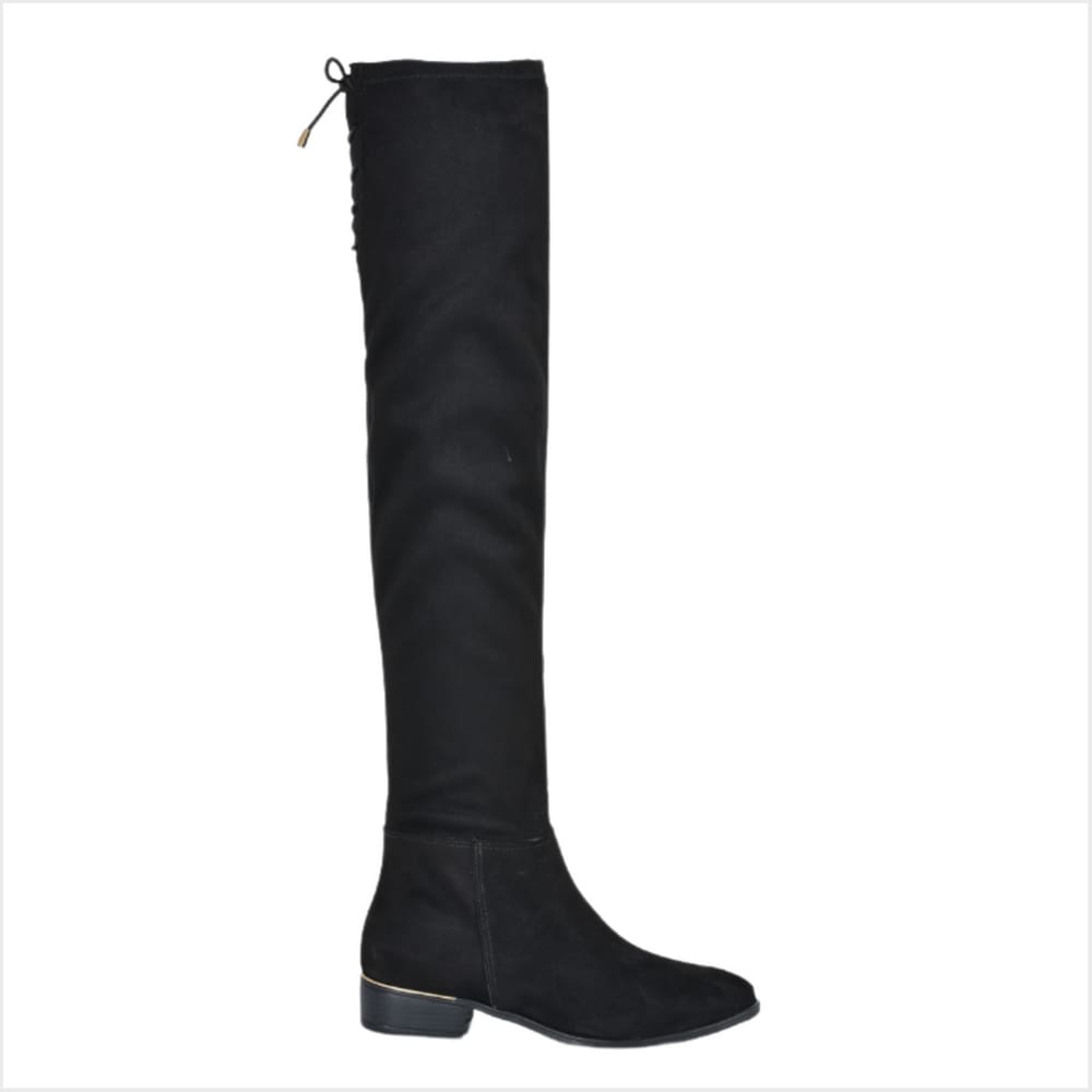 Bota Via Marte Over The Knee de Salto Baixo Preto