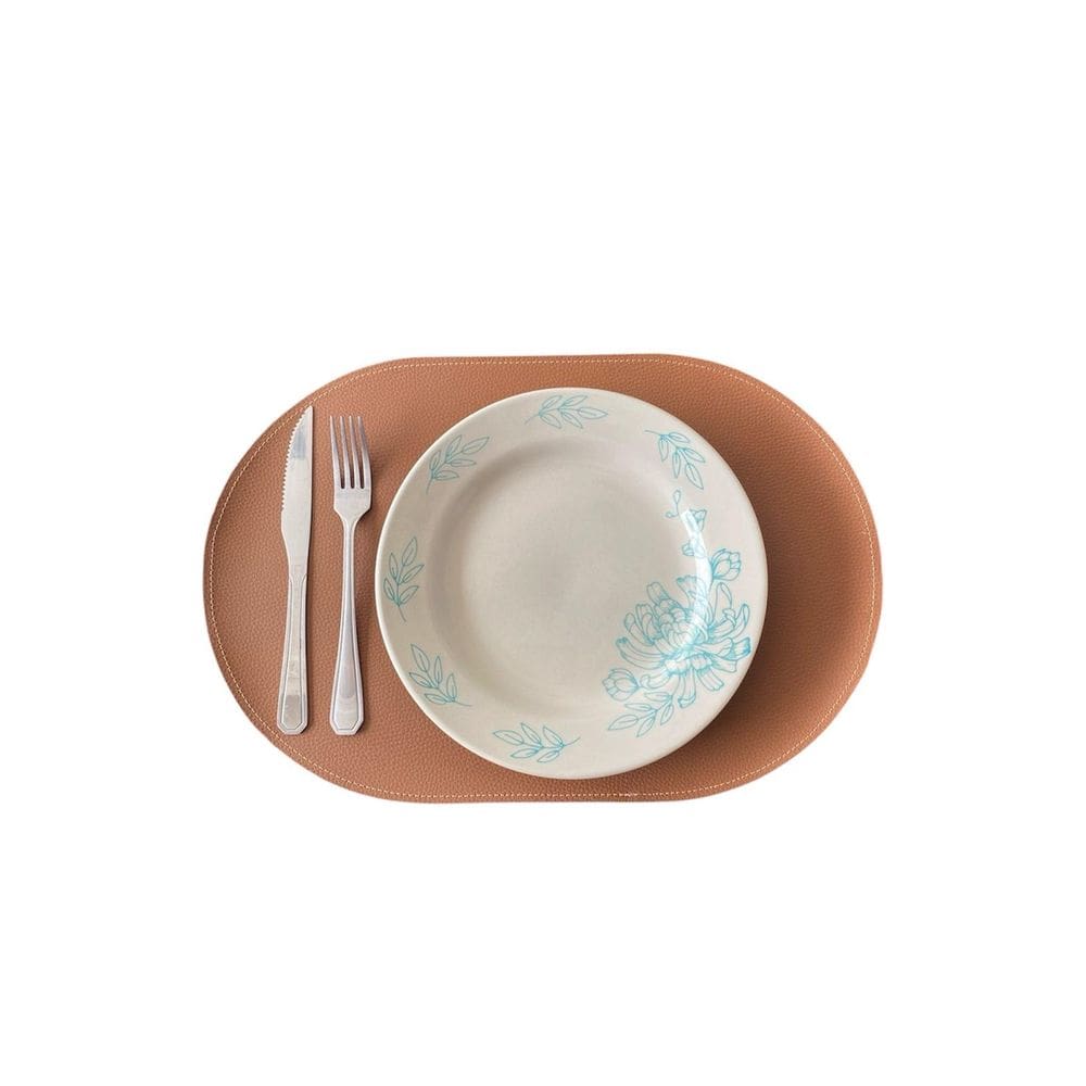 Jogo Americano Couro Kit 4Un Costurado Mesa Marrom