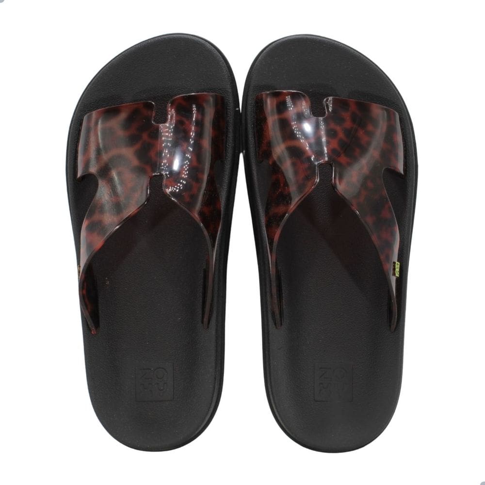 Tamanco Zaxy Daily New Gáspea Preto Leopardo