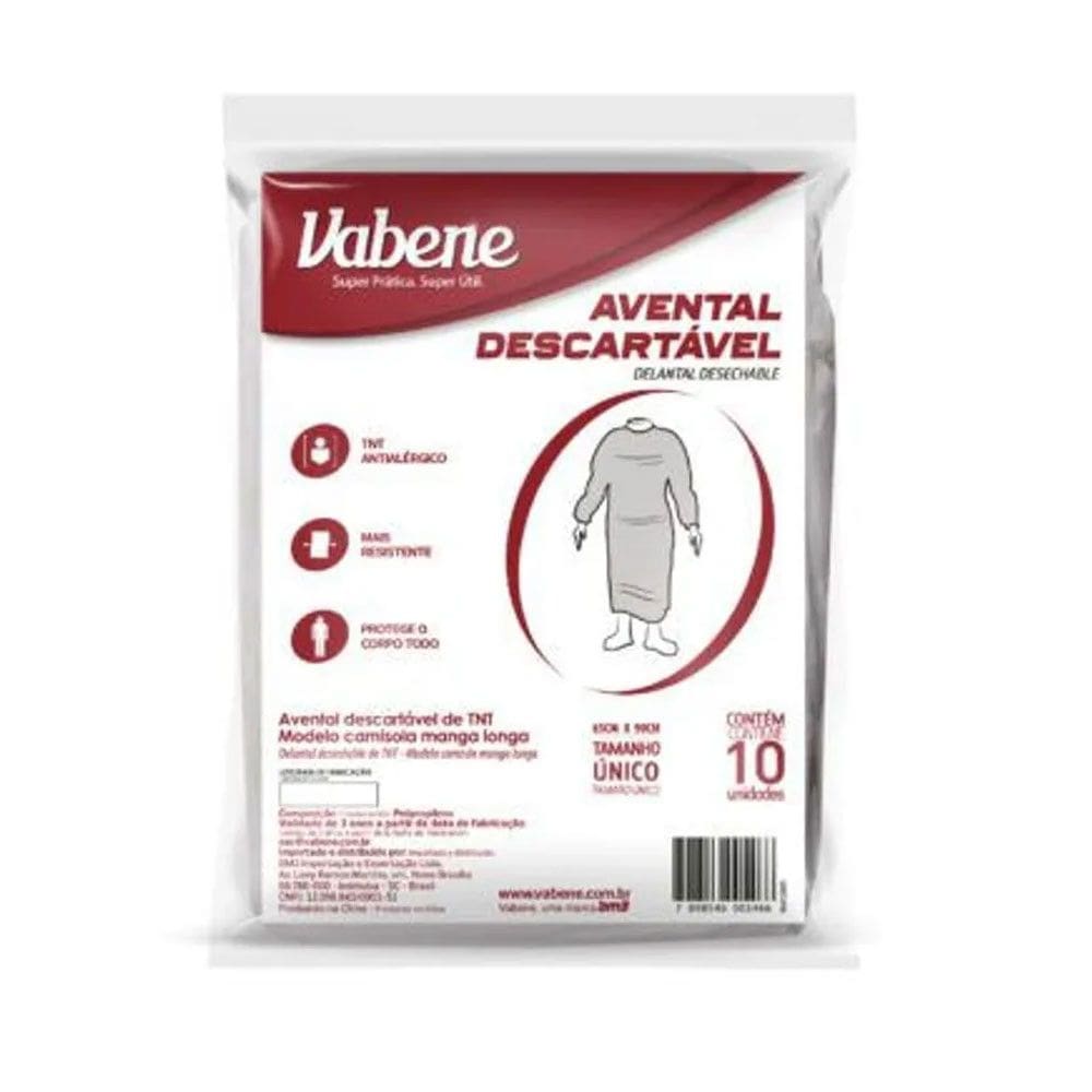 Avental TNT Manga Longa c/10 - Vabene