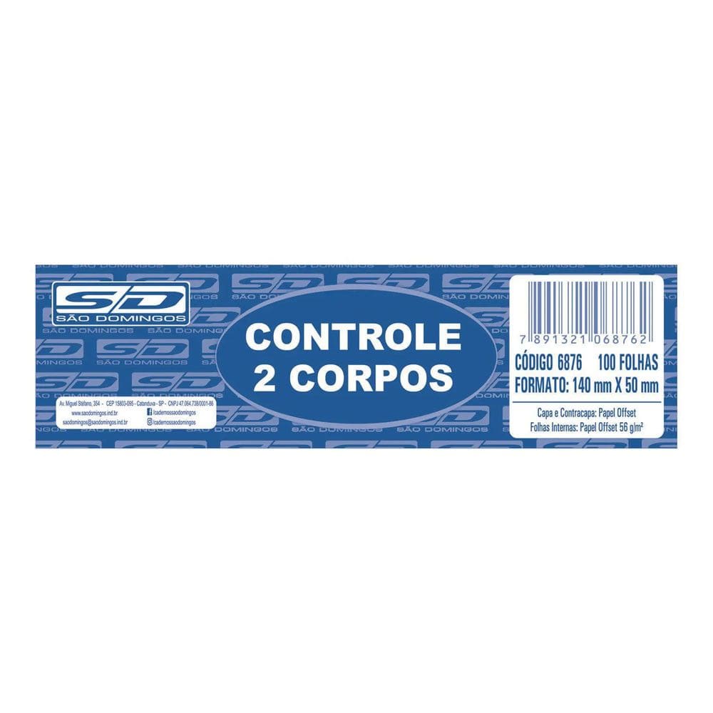 Controle Dois Corpos 100 Folhas - São Domingos
