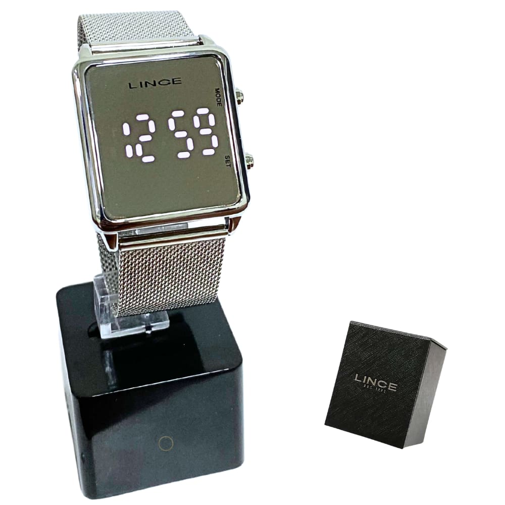 Relógio Lince Feminino Digital Led Prateado Espelhado MDM4619L BXSX