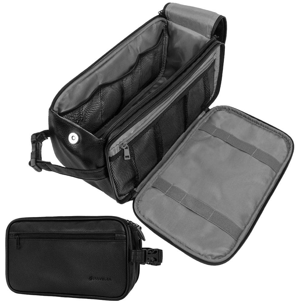 Bolsa de higiene PAVILIA Travel Essentials Shaving Dopp Kit preta