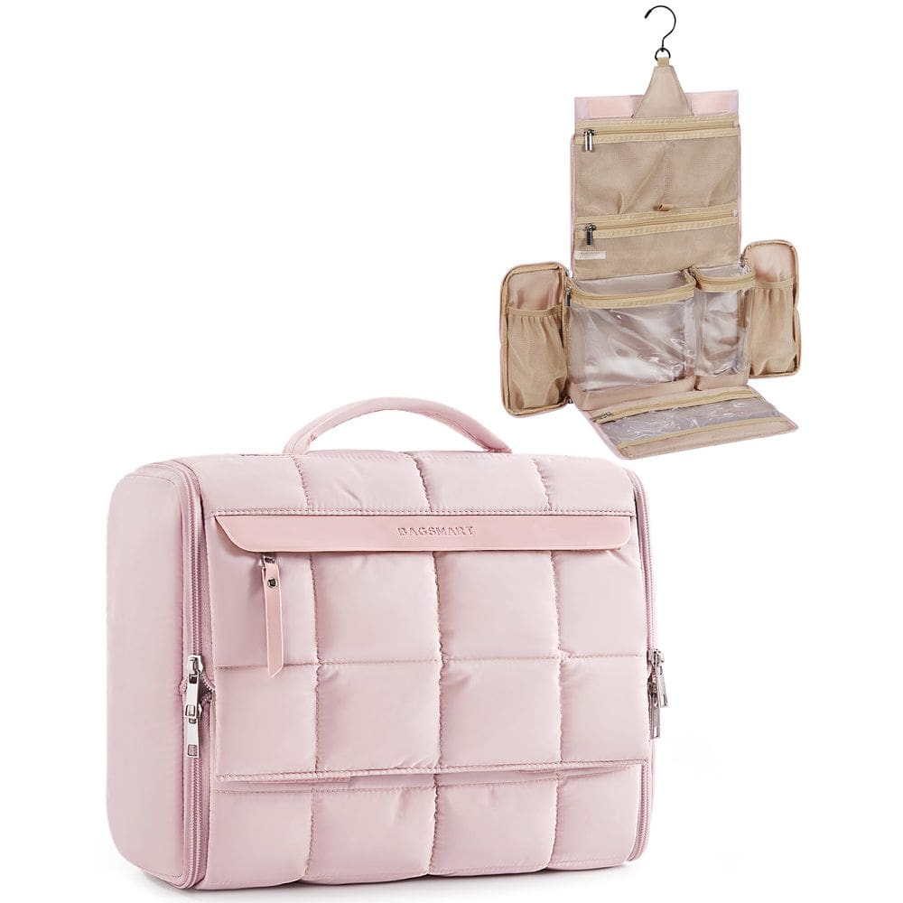 Bolsa de higiene pessoal de viagem BAGSMART extra grande para mulheres rosa