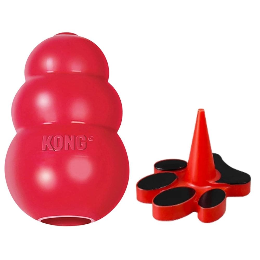 Pluggy Suporte para Recheável New York Pets + Brinquedo Recheável Para Cães Kong Classic - Extra Grande