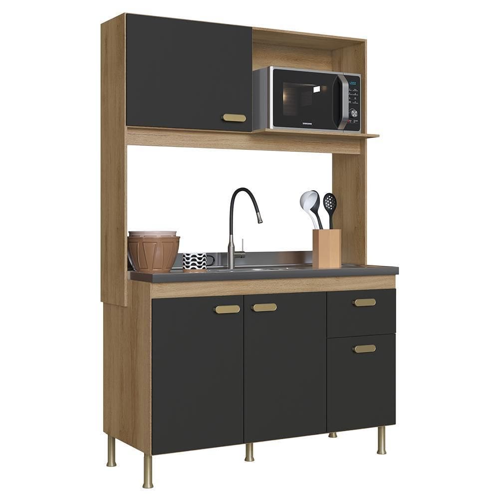 Cozinha Compacta Veneto 122cm 4 Portas e 1 Gaveta - Indékes