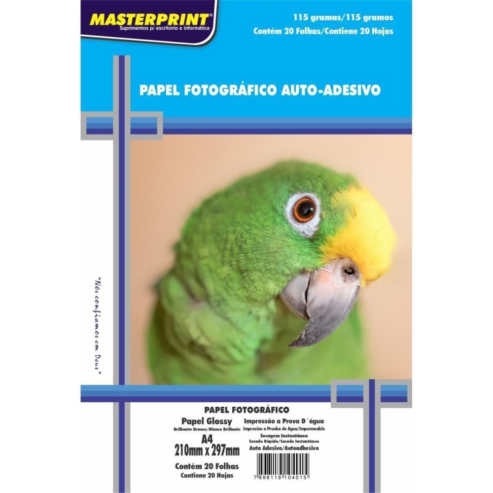 Papel Fotográfico Inkjet A4 Glossy Adesivo 115g 20fls